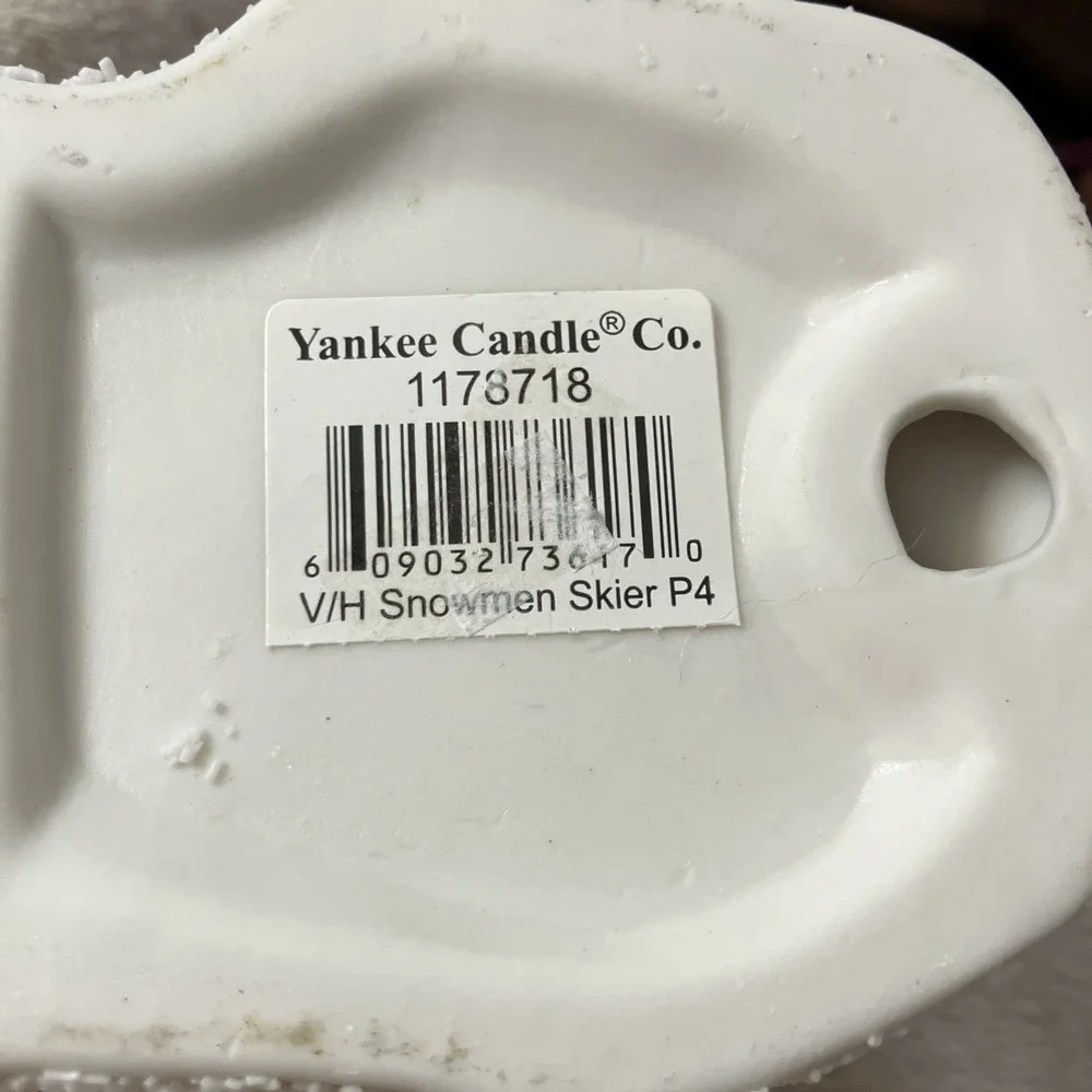 Yankee Candle Snowman Skier Poles Glitter Gold Stars Votive Tea Light Holder